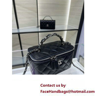 chanel Shiny Crumpled Calfskin, Strass  &  Ruthenium-Finish Metal Clutch with Chain AP3593 black 2023